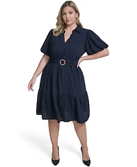 Jessica Howard Plus Single Tiered Shirt Dress