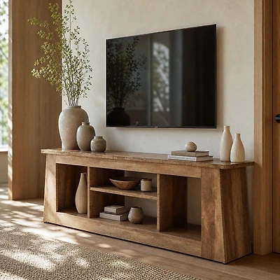 Tribesigns 63-Inch Tv Stand for Living Room, Farmhouse Media Console with 4 Open Storage Compartments, for 45/55/65 inch Tv