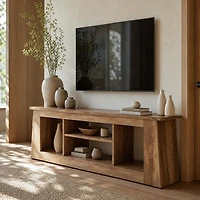 Tribesigns 63-Inch Tv Stand for Living Room, Farmhouse Media Console with 4 Open Storage Compartments, for 45/55/65 inch Tv