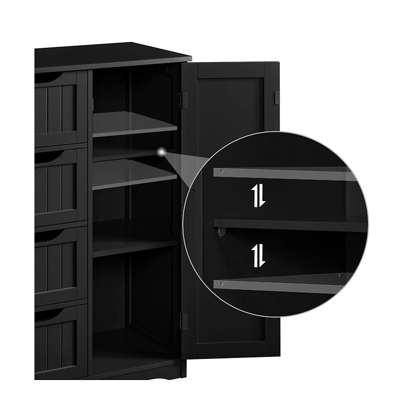 32.5" H Wooden Bathroom Cabinet 4 Drawers & Cupboard