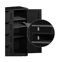 32.5" H Wooden Bathroom Cabinet 4 Drawers & Cupboard