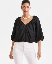 I.n.c. International Concepts Women's 3/4 Sleeve Bubble-Hem Blouse, Macy's Exclusive