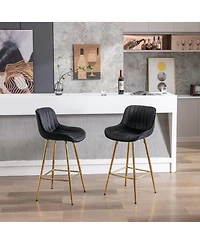Streamdale Furniture Modern Velvet Counter Stools with Gold Legs (Set of 2)
