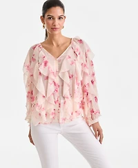 I.n.c. International Concepts Women's Long-Sleeve Ruffled Blouse, Macy's Exclusive