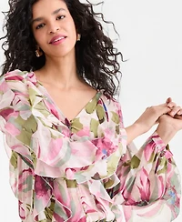 I.n.c. International Concepts Women's Long-Sleeve Ruffled Blouse, Macy's Exclusive