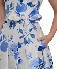 Jessica Howard Petite Shantung Sleeveless V-Neck Dress