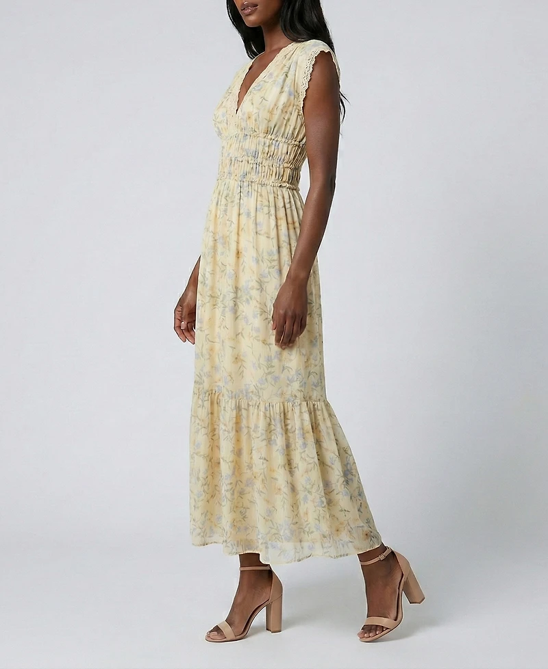 Taylor Women's Lace Trim Smocked Waist Dress