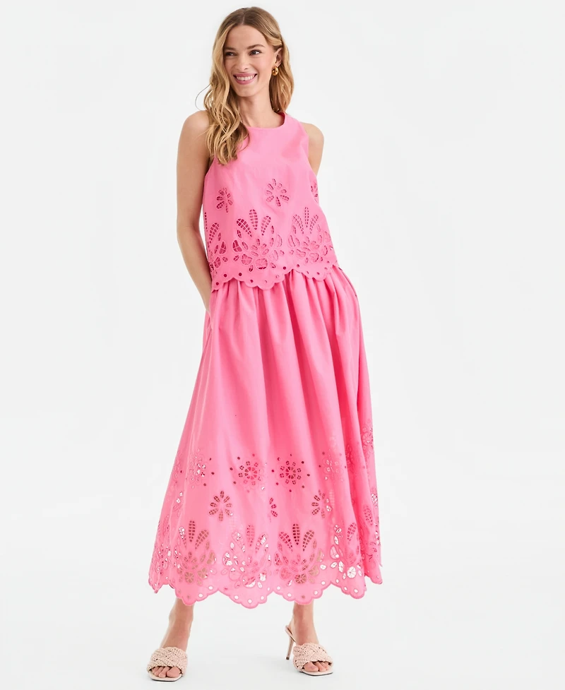 I.n.c. International Concepts Women's Cotton Eyelet Lace Midi Skirt, Macy's Exclusive