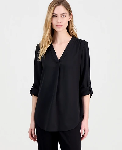 Anne Klein Women's 3/4-Sleeve V-Neck Top
