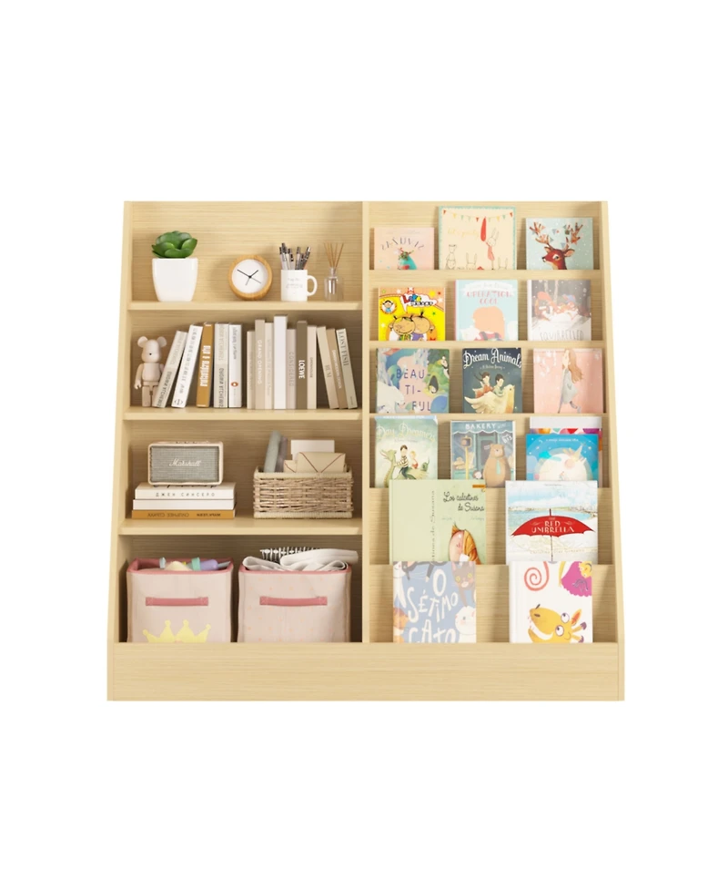 Streamdale Furniture Kids Bookshelf & Toy Storage Organizer - 4 Tier Wooden Bookcase (Natural