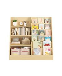 Streamdale Furniture Kids Bookshelf & Toy Storage Organizer - 4 Tier Wooden Bookcase (Natural