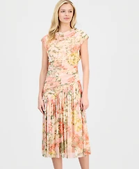 Robbie Bee Women's Asymmetrical-Waist Cowl-Neck Dress