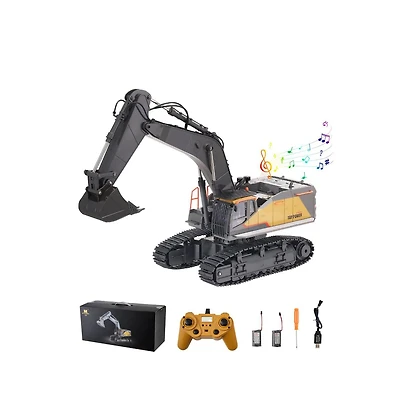 Slickblue Remote Control Excavator Toy, 11 Channel, 1:14 Scale Remote Control Digger Toy, Rc Excavator with Lights & Sound