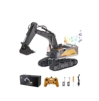 Slickblue Remote Control Excavator Toy, 11 Channel, 1:14 Scale Remote Control Digger Toy, Rc Excavator with Lights & Sound