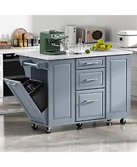 Streamdale Furniture "50.7 Kitchen Island with Storage, Tilt Trash Cabinet & Organizer"
