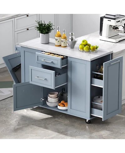 Streamdale Furniture "50.7 Kitchen Island with Storage, Tilt Trash Cabinet & Organizer"