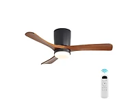 Sofucor 42-inch Minimalist Black 3-Blade Flush Mount Ceiling Fan with Light Remote Control and Timing Function