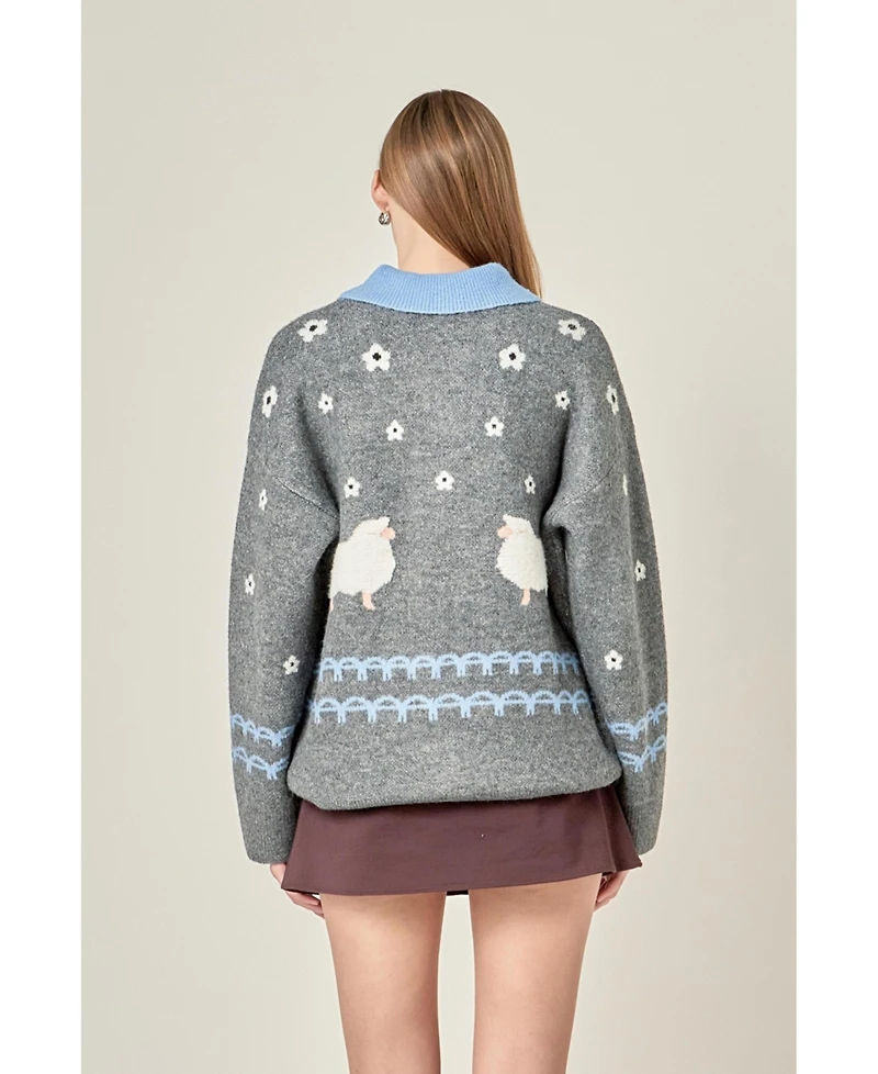 English Factory Women's Sheep Cardigan