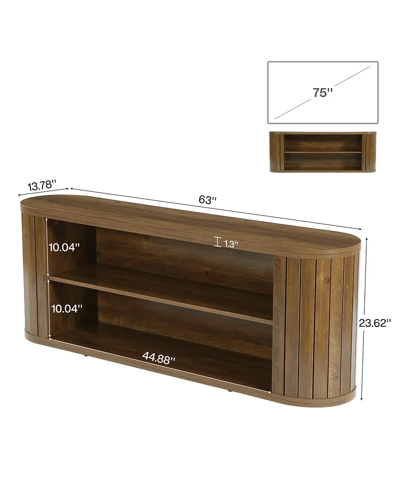 Tribesigns Tv Stand for 55/60/65/75-Inch Tvs, Farmhouse Entertainment Center with 3-Tier Storage Shelf, 63" TV Consoles for Living Room, Bedroom