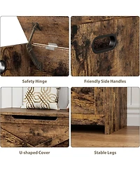 gaomon Wooden Storage Chest, Safety Hinge Toy Box Storage Bench for Entryway & Bedroom