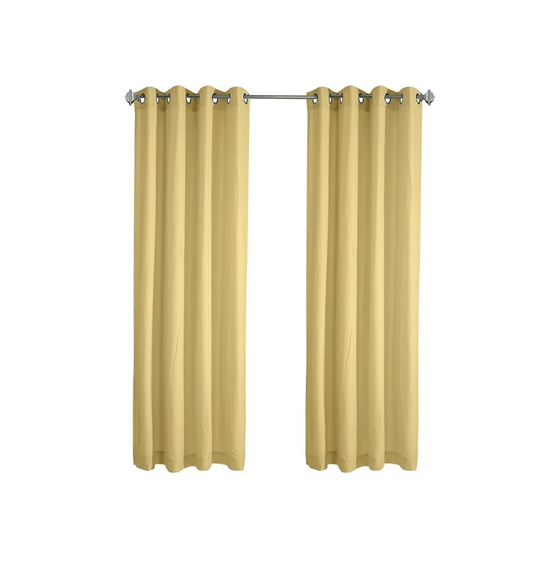 Habitat Harmony Light Filtering Crinkled Texture on Supple Drapeable Flowing Fabric Grommet Curtain Panel 52" x 63" Yellow