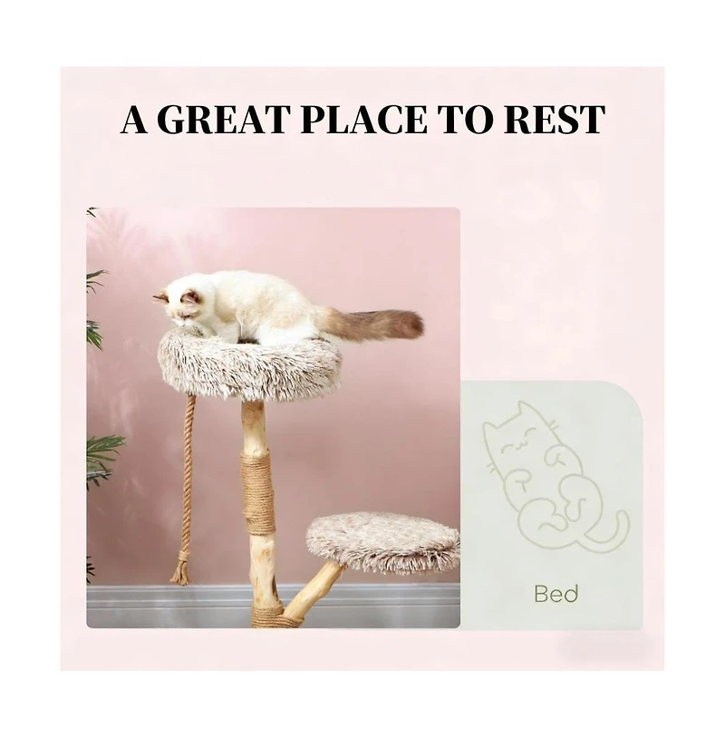 Zeus & Ruta Cat Tree Cat Tree for Indoor Cats with Wooden Scratching Posts