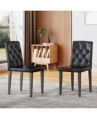 Streamdale Elegant Pu Dining Chair with Ergonomic Buckle Backrest