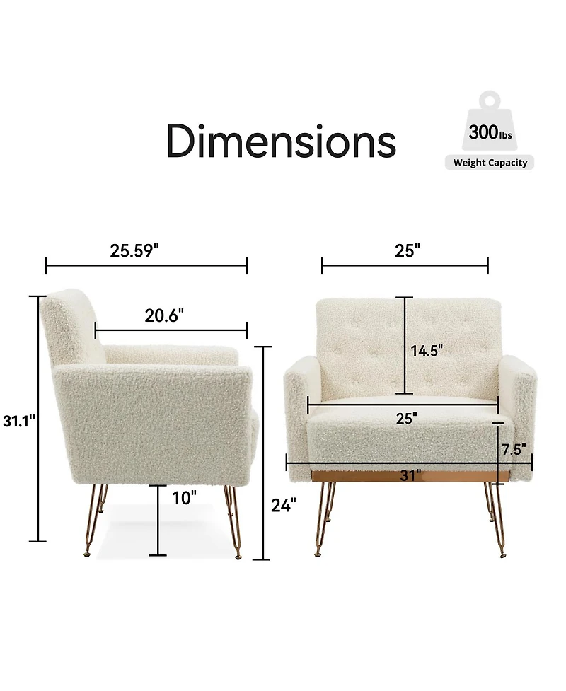 Streamdale Teddy Armchair Single Sofa (Teddy White)