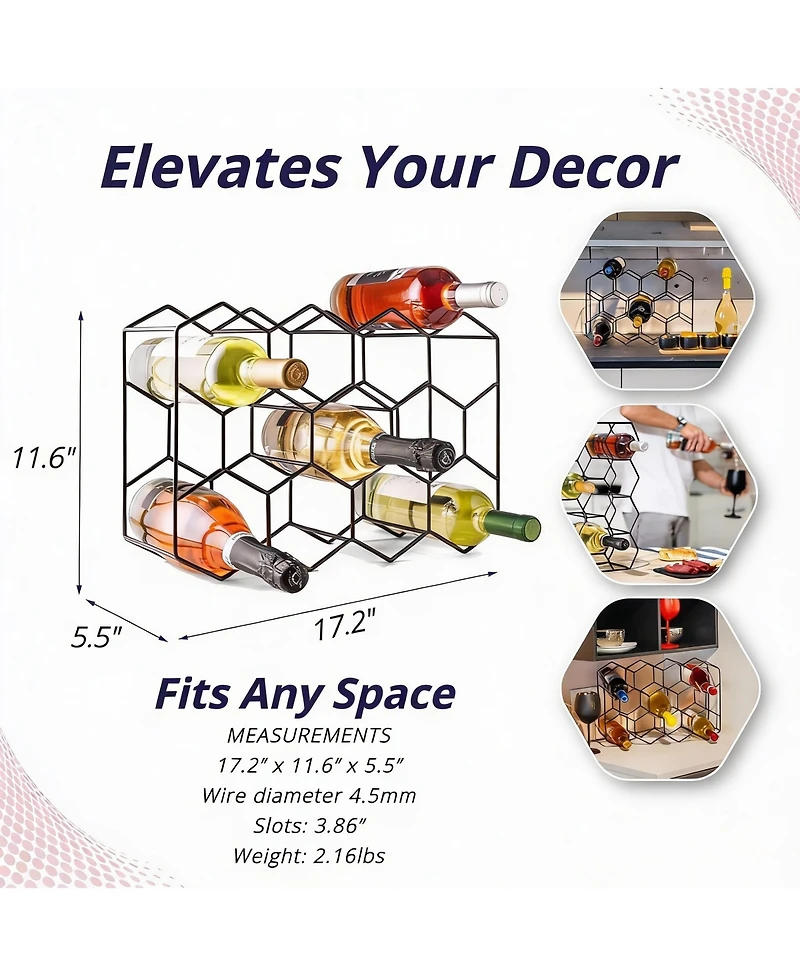 Yigii Modern 14-Bottle Wine Rack, 3-Tier, Rust-Resistant, Durable