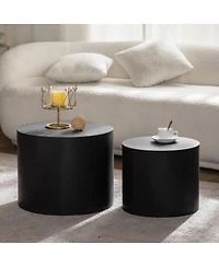 Streamdale Furniture Nesting Coffee Table Set of 2 Round Wooden Modern Tables for Small Spaces