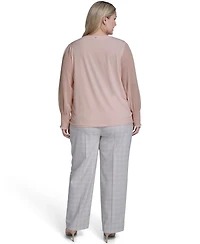 Calvin Klein Plus Mixed Media Long-Sleeve Top