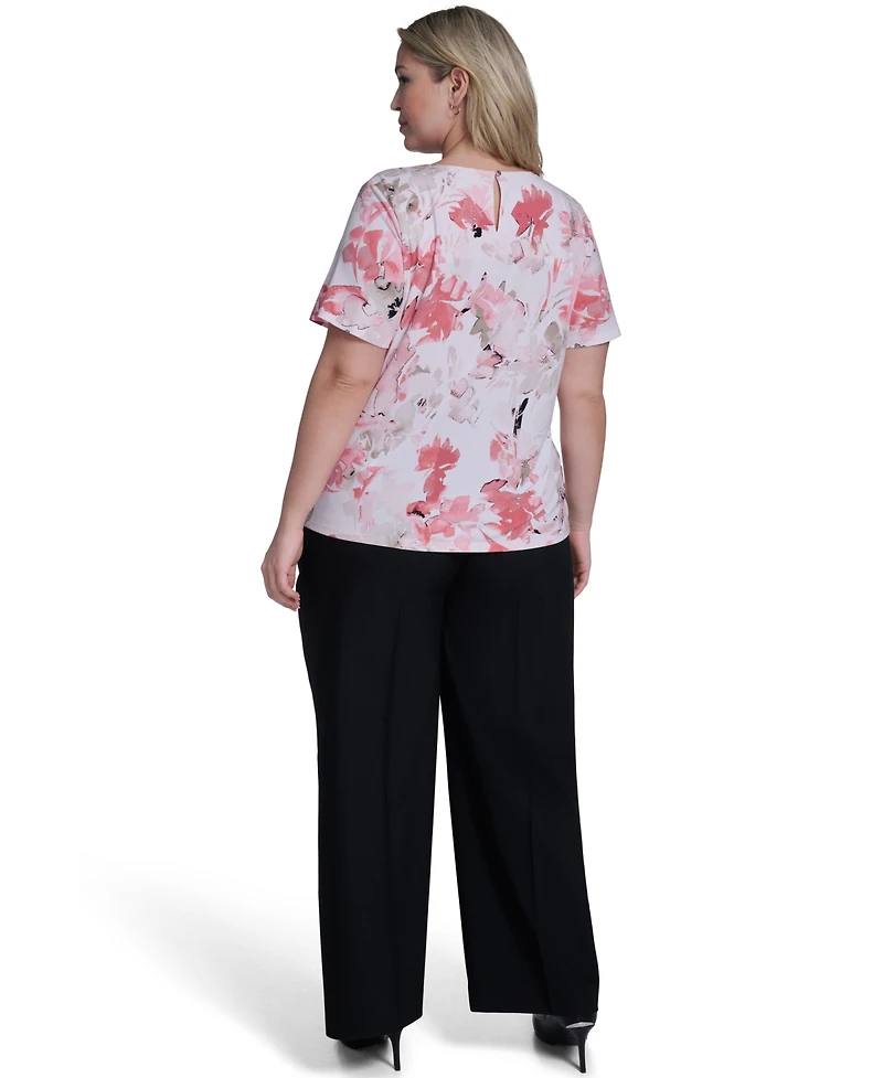 Calvin Klein Plus Knit Short-Sleeve Crew Neck Top