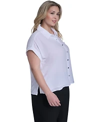 Calvin Klein Plus Short-Sleeve Camp Button-Down Shirt