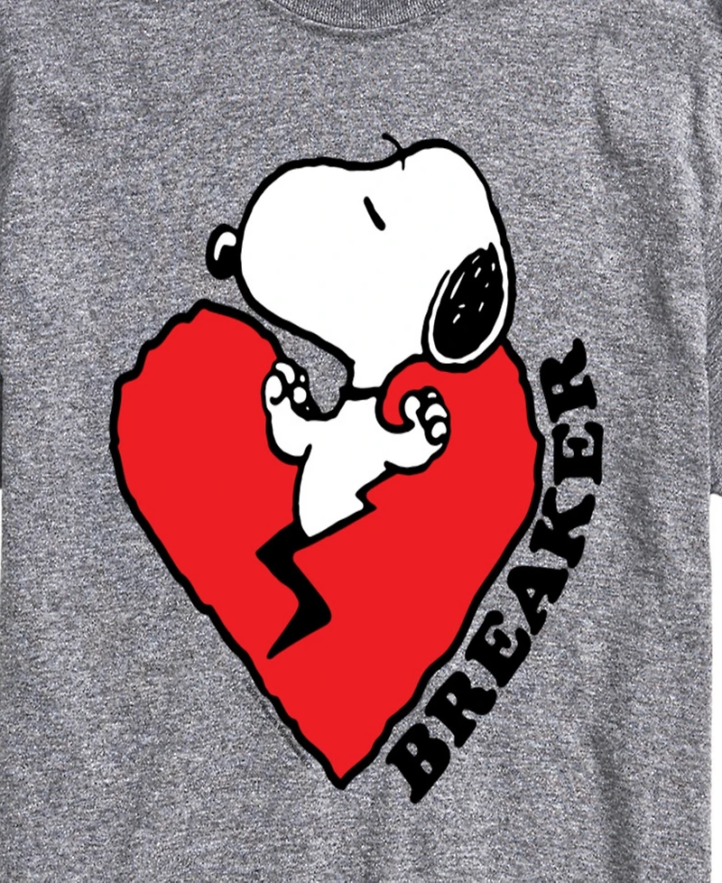 Airwaves Men's Peanuts Snoopy Heart Breaker Printed Short-Sleeve Graphic T-Shirt