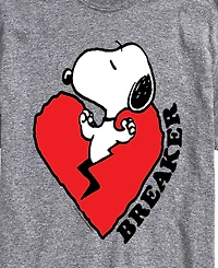 Airwaves Men's Peanuts Snoopy Heart Breaker Printed Short-Sleeve Graphic T-Shirt