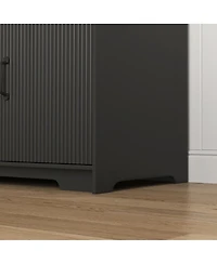 Streamdale 4-Door Wardrobe with Mirror, Led, 2 Drawers, Black