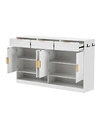 Streamdale Furniture Farmhouse Sideboard with 3 Drawers, 4 Doors, 59.1" Storage Buffet