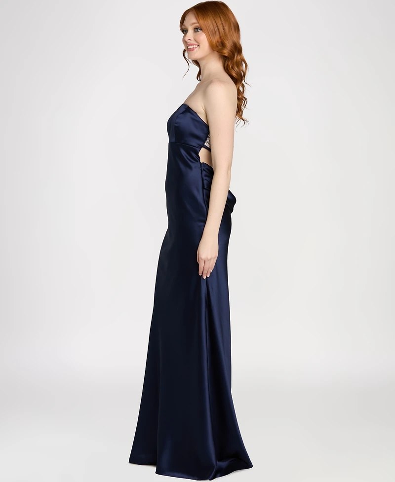 Morgan & Company Juniors' Strapless Rhinestone Ball Gown