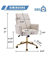 Streamdale Furniture Mid-back office chair, striped fabric, ergonomic design, White