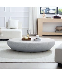 Streamdale Furniture Fiberglass Elliptical Coffee Table for Living Room, Vintage Matte Rocks Table