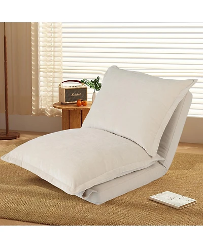 Streamdale Furniture Convertible Flip Chair: Floor SofaBed with Adjustable Backrest andPillows-Beige