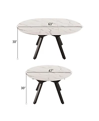Streamdale Extendable White Round Dining Table (4-6 Person) - Modern Mdf & Metal