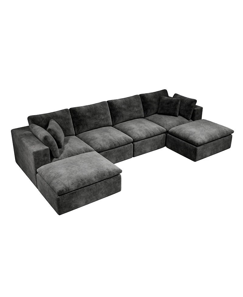 Streamdale Furniture Modular Upholstered Corduroy Sectional Sofa, 5PC Free Combination, Gray