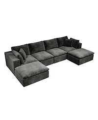 Streamdale Furniture Modular Upholstered Corduroy Sectional Sofa, 5PC Free Combination, Gray