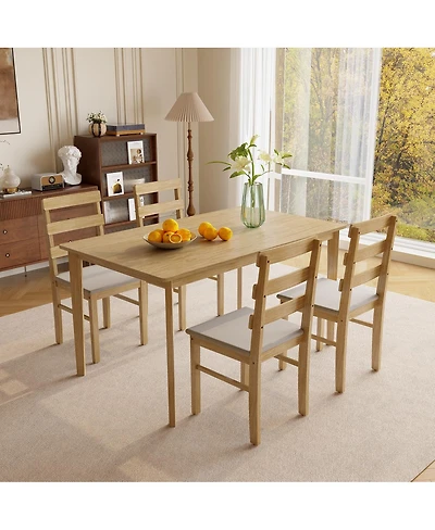 Streamdale Furniture Solid wood dining table and chair set (5-piece