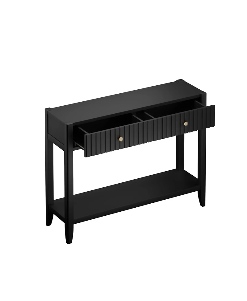 Streamdale Furniture Console Table with Drawers, Narrow Wood Accent Sofa Table, Black