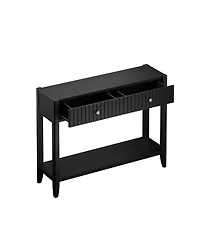 Streamdale Furniture Console Table with Drawers, Narrow Wood Accent Sofa Table, Black