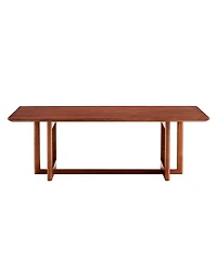 Streamdale Furniture Solid Wood & Rattan Coffee Table for Living Room