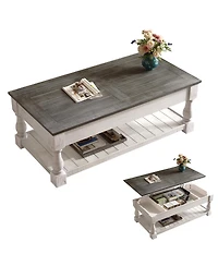 Streamdale Furniture Farmhouse Lift Top Coffee Table with Storage - Handcrafted Solid Wood, Antique Gray