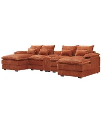 Streamdale Furniture 120" 5-piece U-shaped sofa w/ console, Usb ports & 4 pillows